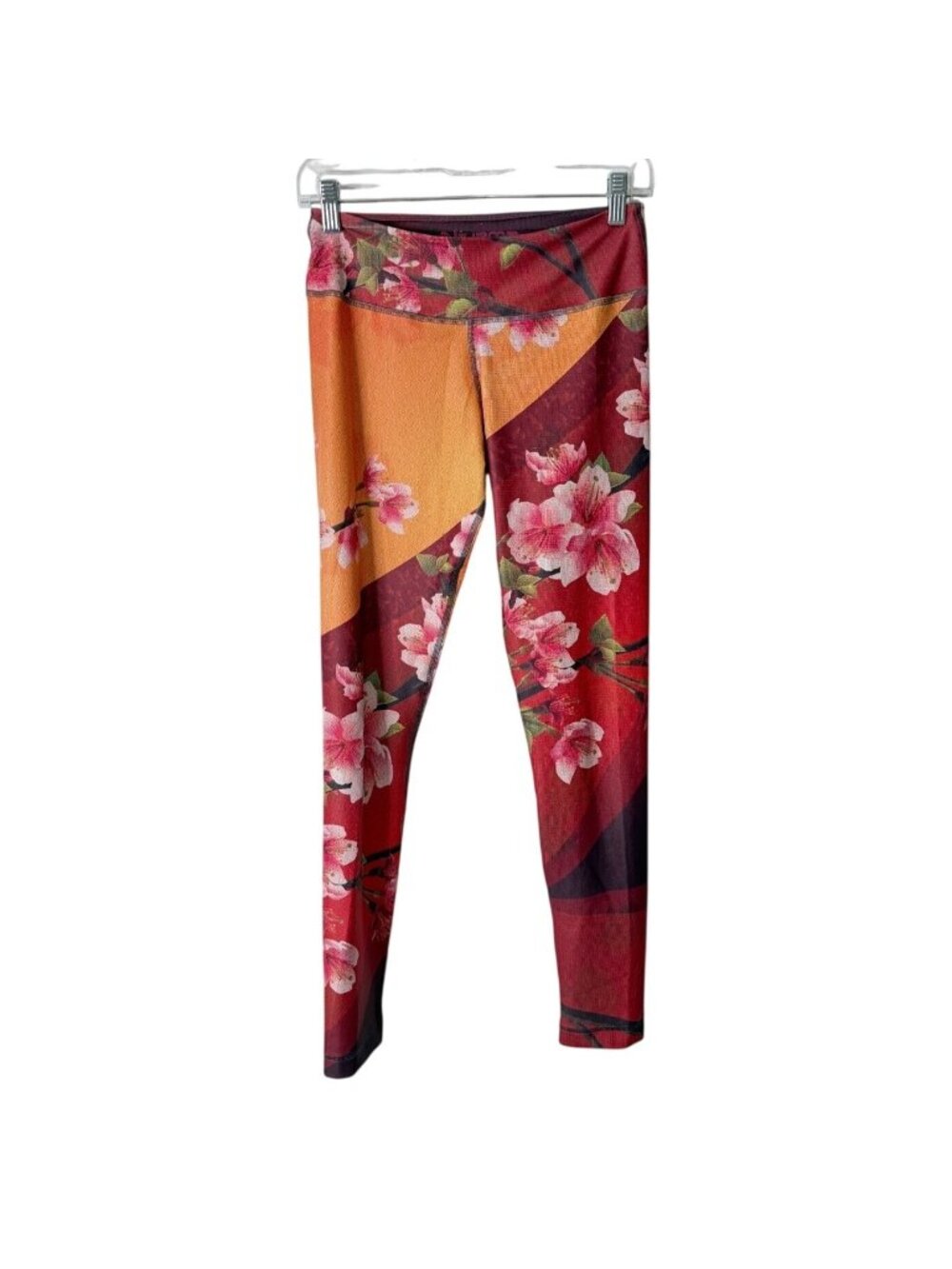 Niyama Sol Womens Size M Barefoot Legging Cherry Blossom Floral Yoga Red Orange